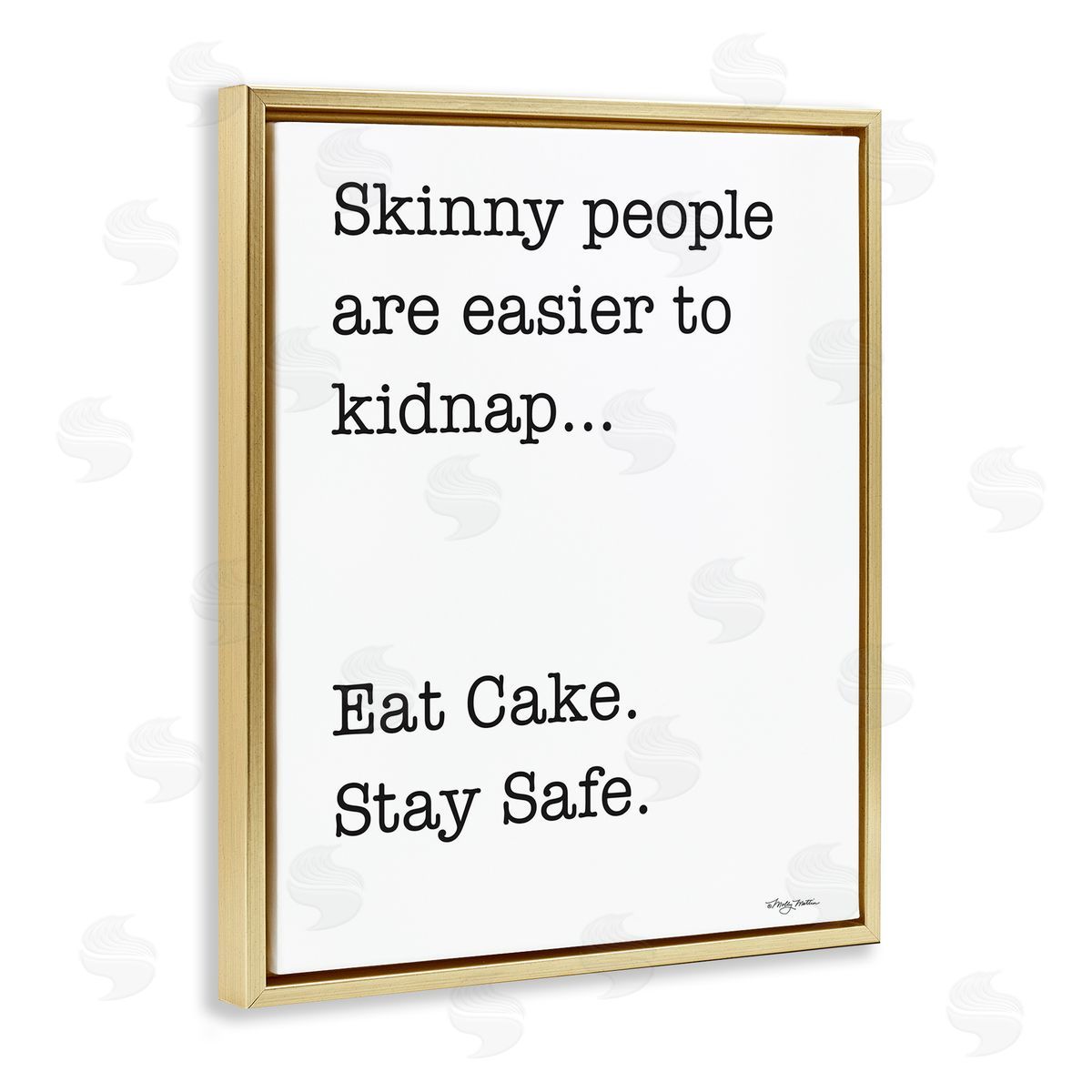 Eat Cake Stay Safe Gold Floating Frame Canvas Wall Art, Home Decor by Molly Matin