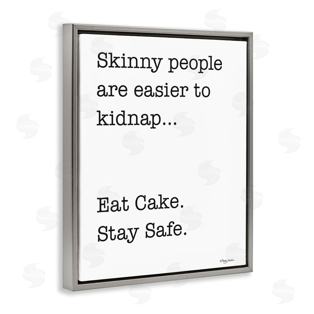 Eat Cake Stay Safe Grey Floating Frame Canvas Wall Art, Home Decor by Molly Matin