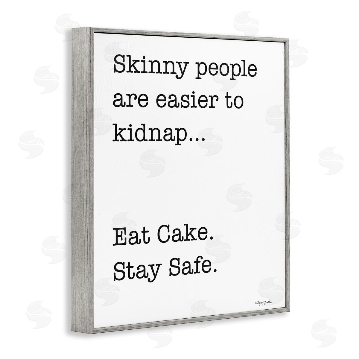 Eat Cake Stay Safe Grey Frame Print Wall Art, Home Decor by Molly Matin
