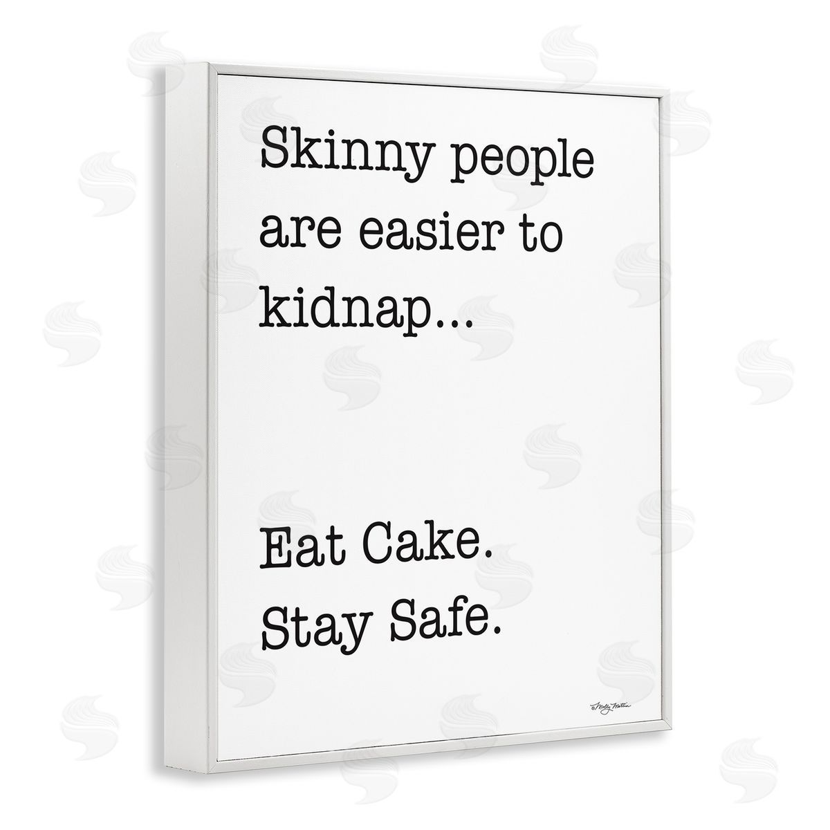 Eat Cake Stay Safe White Frame Print Wall Art, Home Decor by Molly Matin