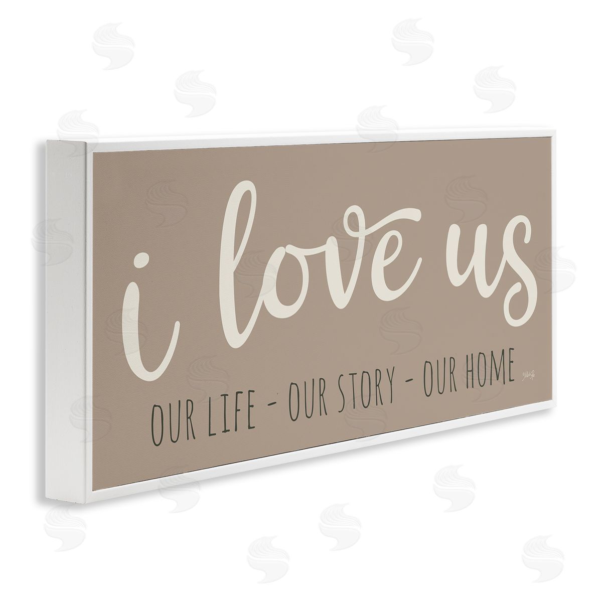 I Love Us Romantic White Frame Print Wall Art, Home Decor by Marla Rae