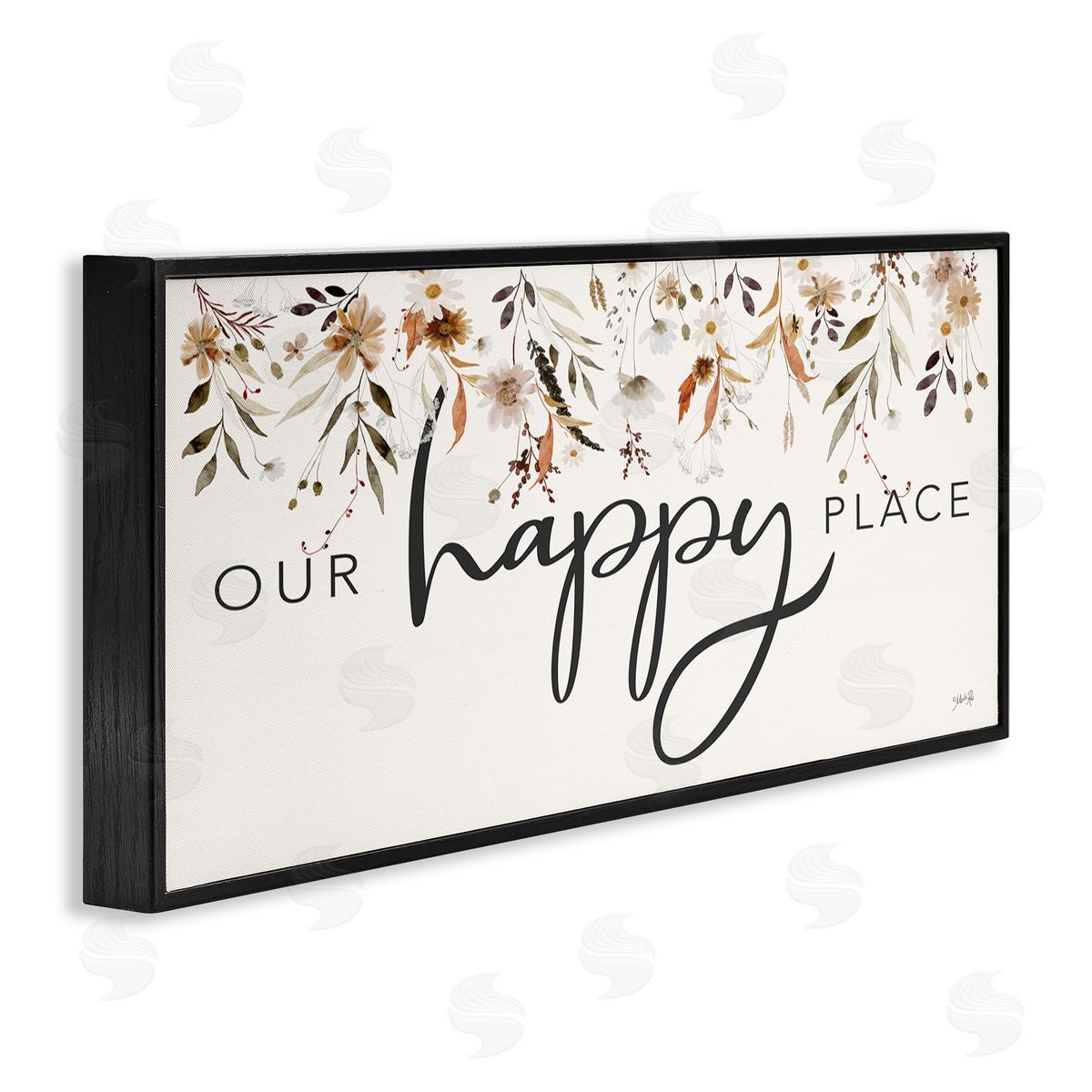Our Happy Place Florals Black Frame Print Wall Art, Home Decor by Marla Rae