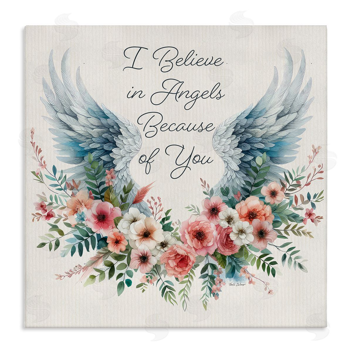 Nicole DeCamp Floral Believe In Angels Canvas Wall Art Print