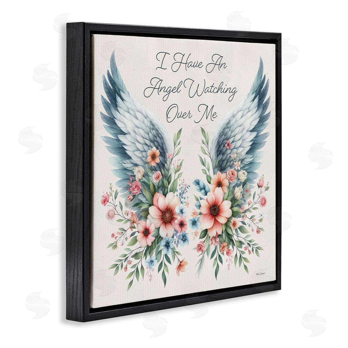 Nicole DeCamp Angel Watching Me Black Floating Frame Canvas Wall Art Print