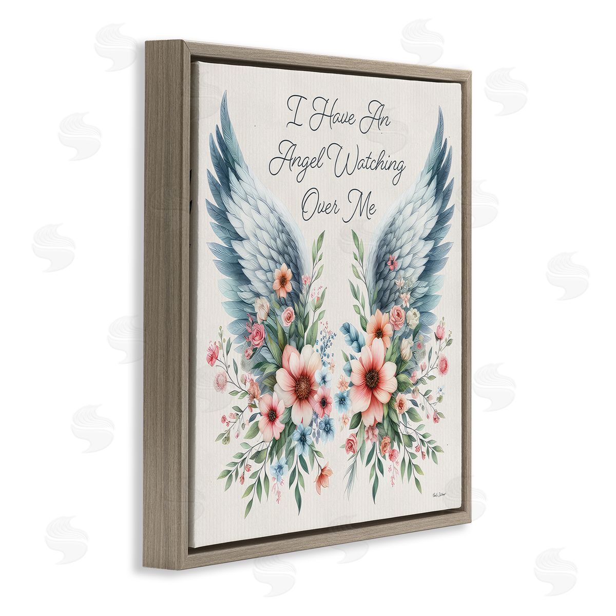 Nicole DeCamp Angel Watching Me Brown Floating Frame Canvas Wall Art Print