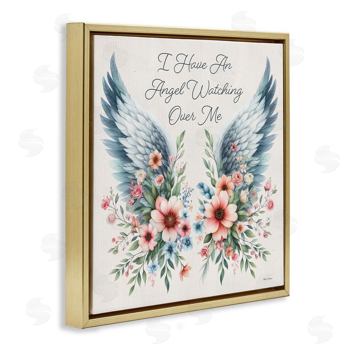Nicole DeCamp Angel Watching Me Gold Floating Frame Canvas Wall Art Print