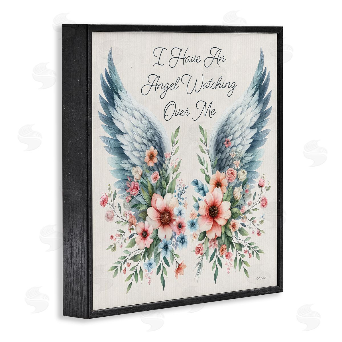 Nicole DeCamp Angel Watching Me Black Framed Giclee Wall Art Print