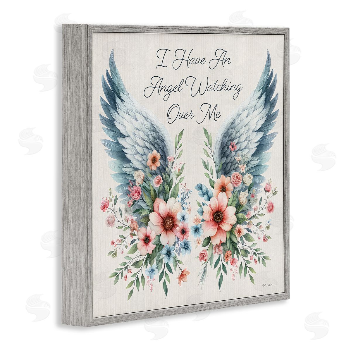 Nicole DeCamp Angel Watching Me Gray Framed Giclee Wall Art Print