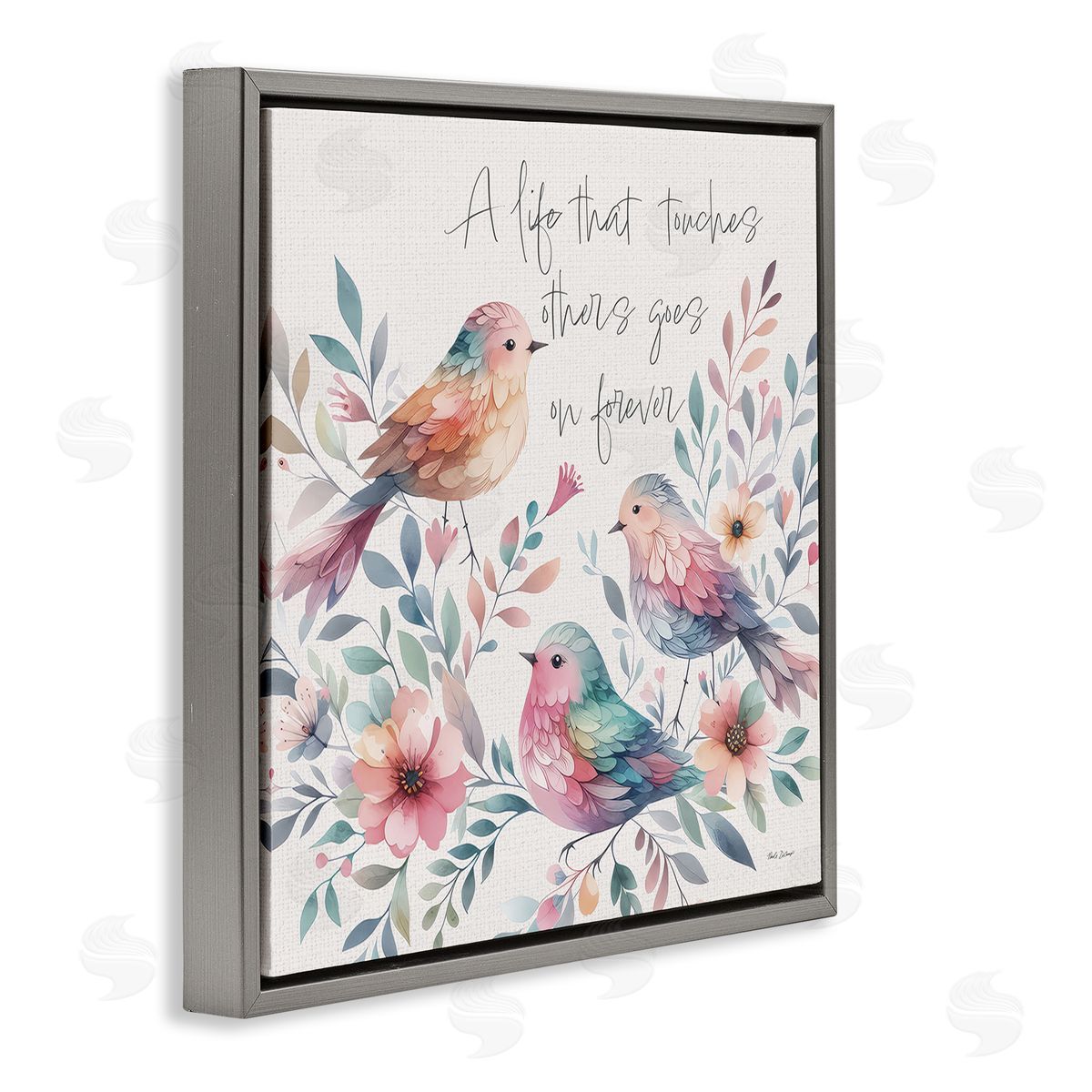 Nicole DeCamp Life That Touches Others Gray Floating Frame Canvas Wall Art Print