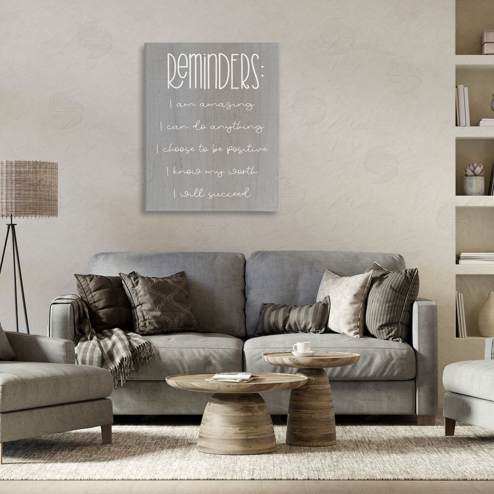 Stupell Studio Self Confidence Reminders Canvas Wall Art Print in Room