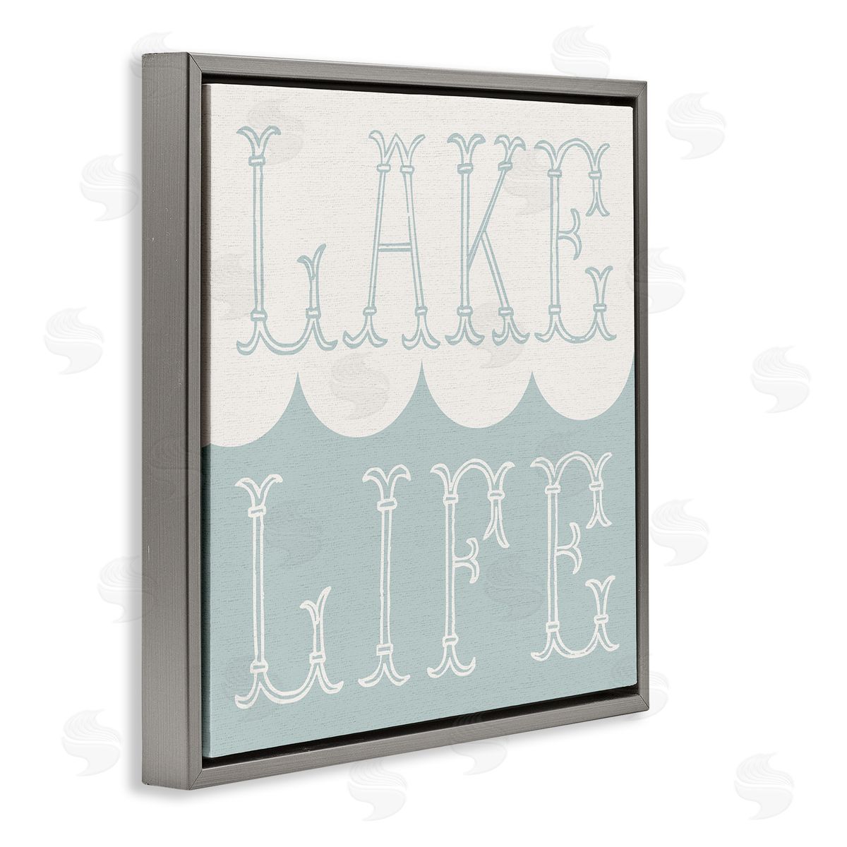 Stupell Studio Lake Life with Wave Gray Floating Frame Canvas Wall Art Print