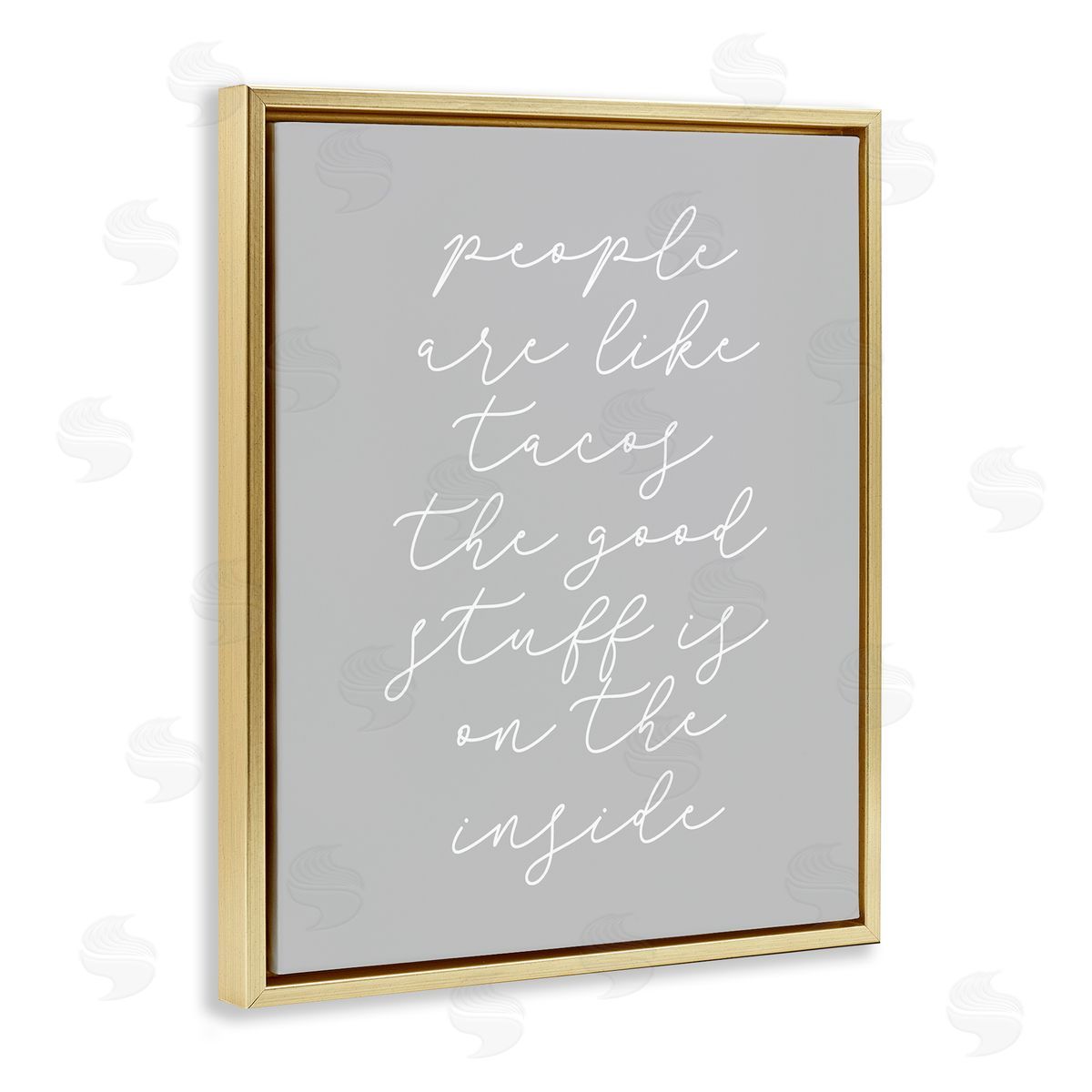 Stupell Studio People Like Tacos Gold Floating Frame Canvas Wall Art Print