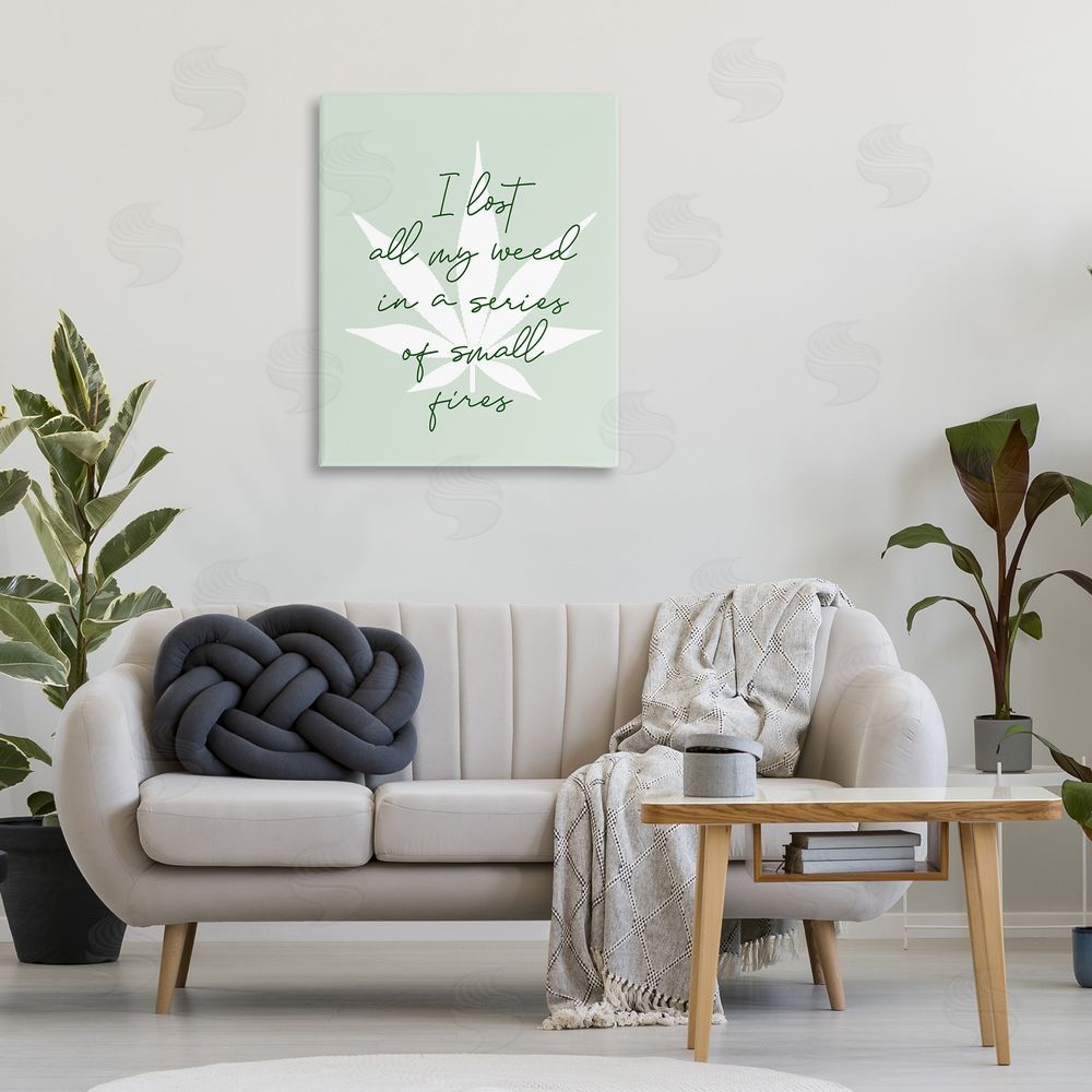 Stupell Studio Funny Weed Saying Canvas Wall Art Print in Room