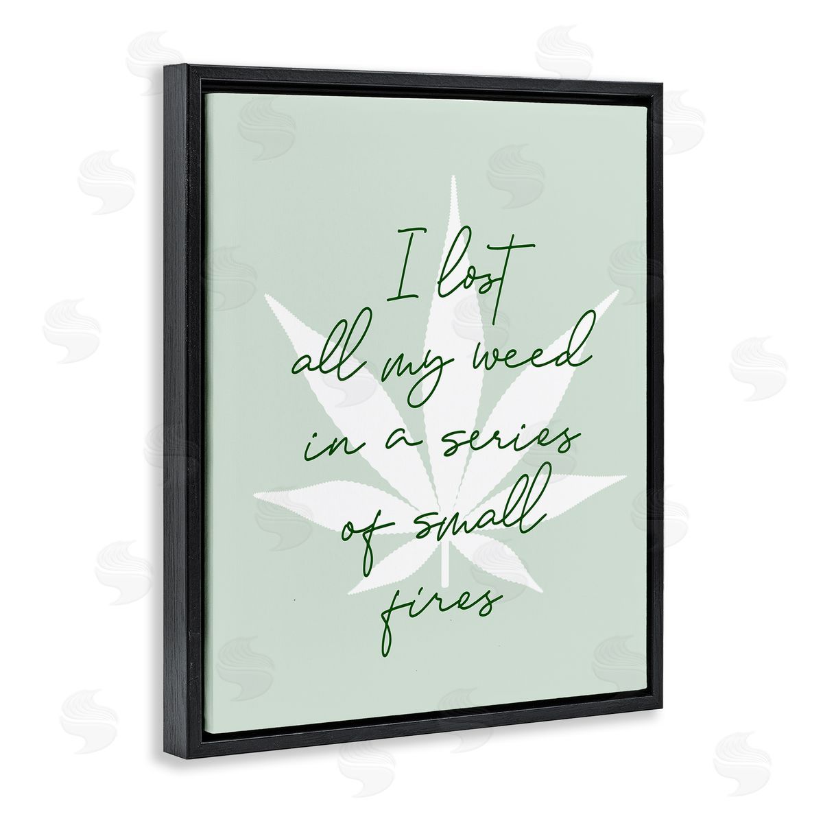 Stupell Studio Funny Weed Saying Black Floating Frame Canvas Wall Art Print
