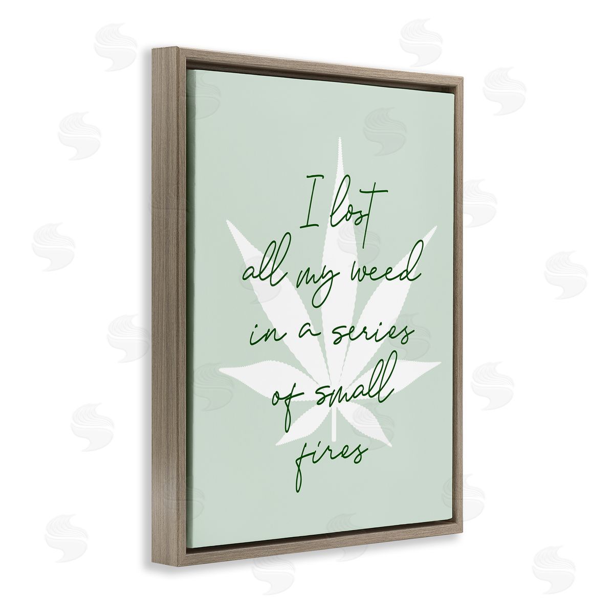 Stupell Studio Funny Weed Saying Brown Floating Frame Canvas Wall Art Print