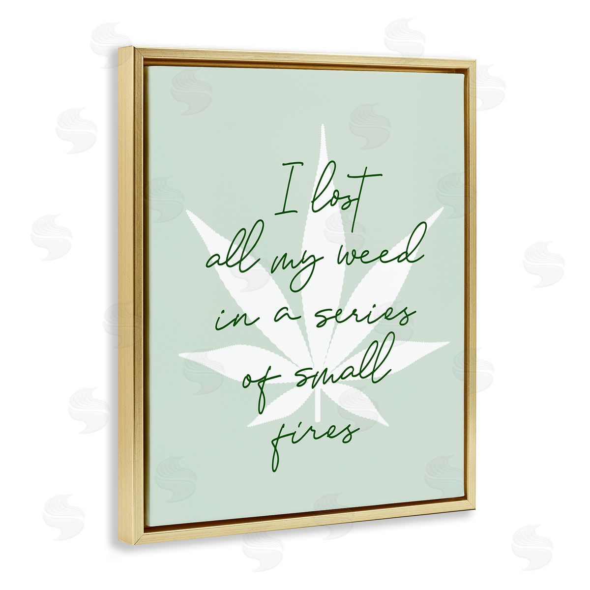 Stupell Studio Funny Weed Saying Gold Floating Frame Canvas Wall Art Print