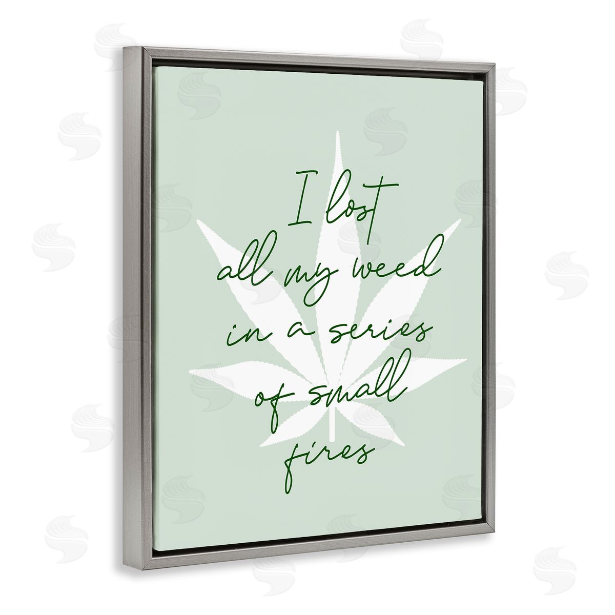 Stupell Studio Funny Weed Saying Gray Floating Frame Canvas Wall Art Print