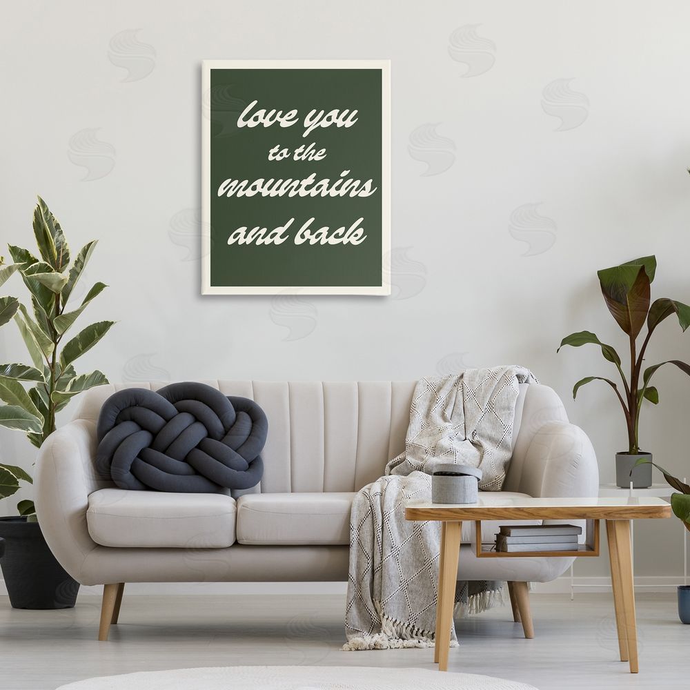 Stupell Studio Love Mountains & Back Canvas Wall Art Print in Room