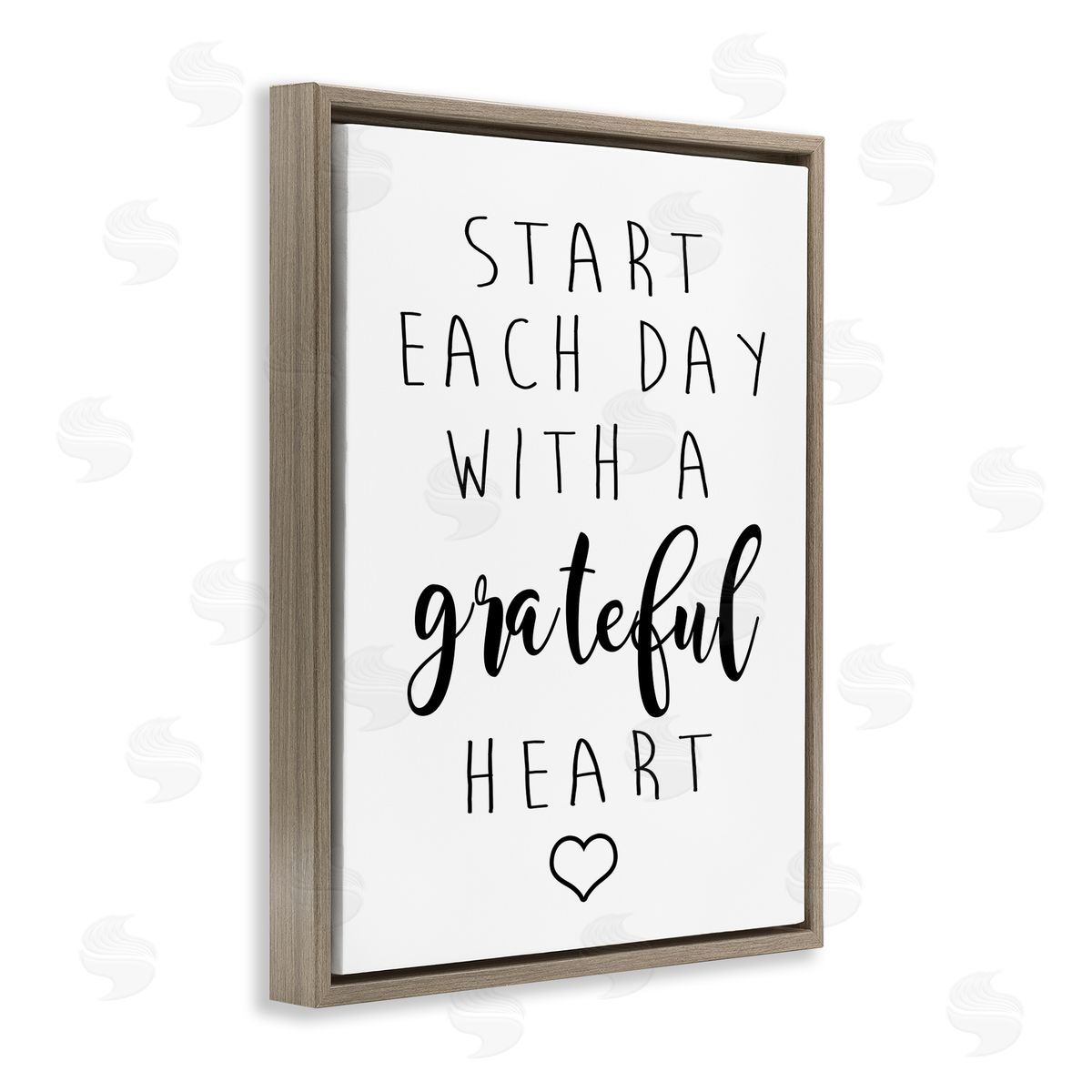Ashley Calhoun Grateful Heart Sentiment Brown Floating Frame Canvas Wall Art Print