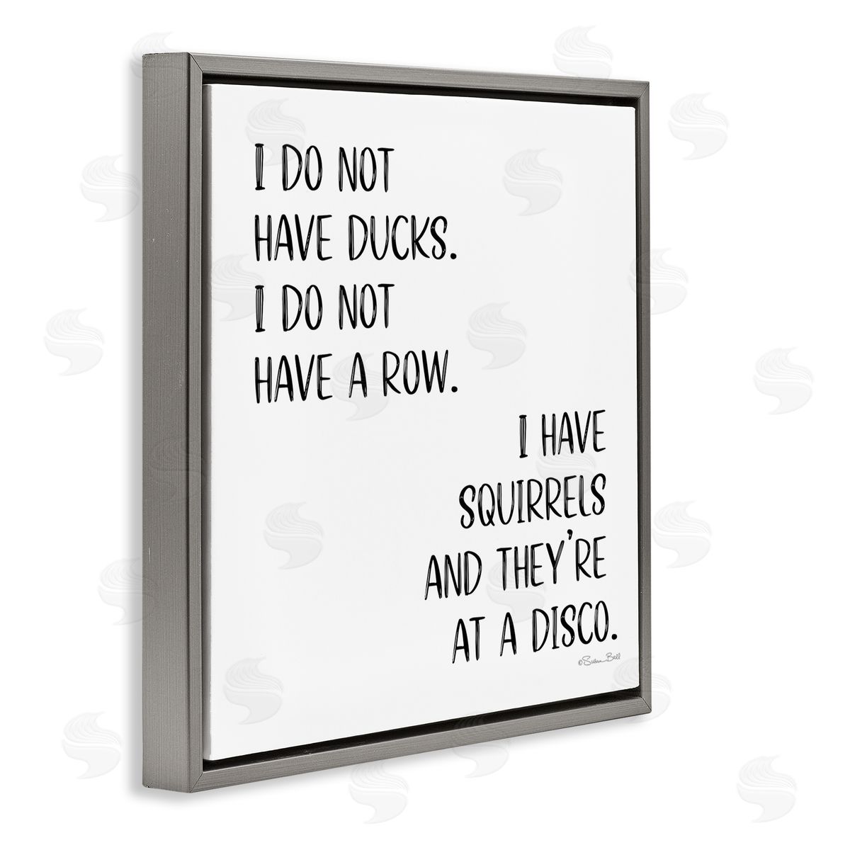 Susan Ball Sassy Squirrels At Disco Gray Floating Frame Canvas Wall Art Print