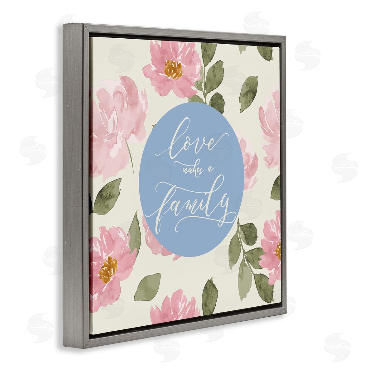 Lucille Price Love Makes Family Gray Floating Frame Canvas Wall Art Print