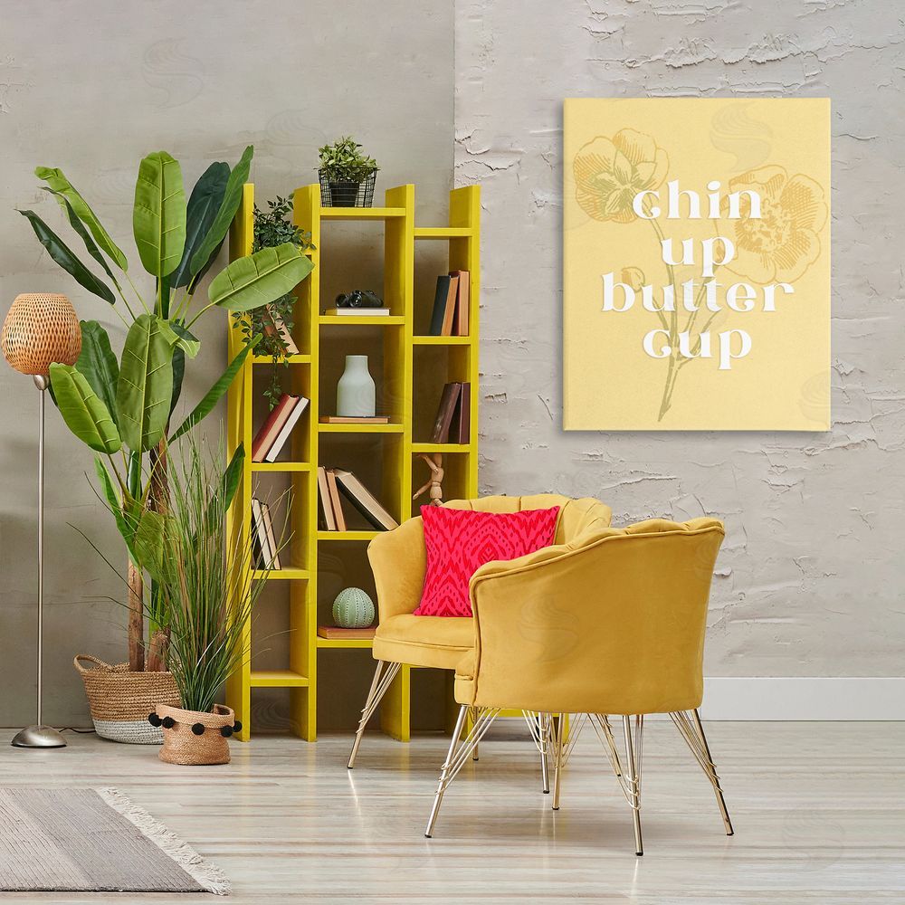 Ziwei Li Floral Chin Up Phrase Canvas Wall Art Print in Room
