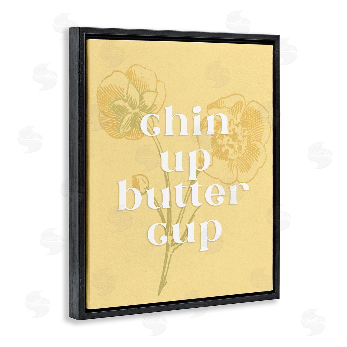 Ziwei Li Floral Chin Up Phrase Black Floating Frame Canvas Wall Art Print