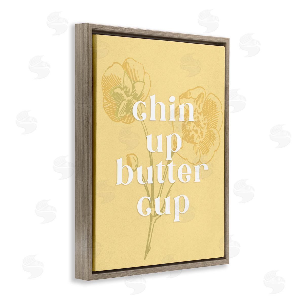Ziwei Li Floral Chin Up Phrase Brown Floating Frame Canvas Wall Art Print