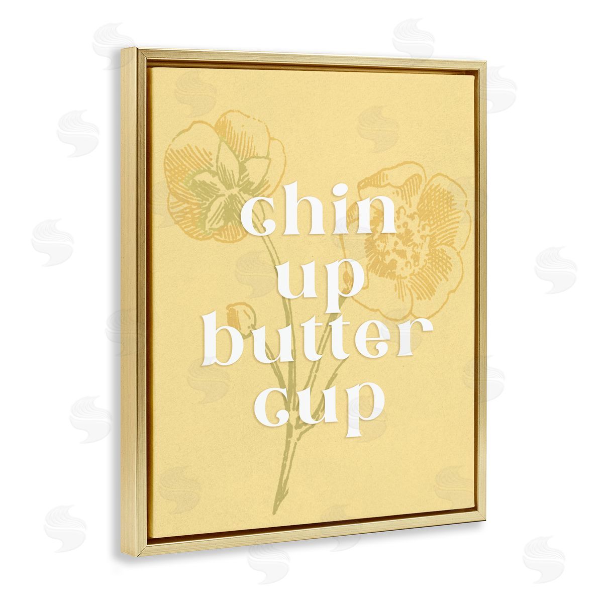Ziwei Li Floral Chin Up Phrase Gold Floating Frame Canvas Wall Art Print