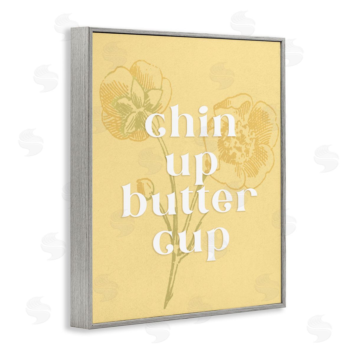Ziwei Li Floral Chin Up Phrase Gray Framed Giclee Wall Art Print