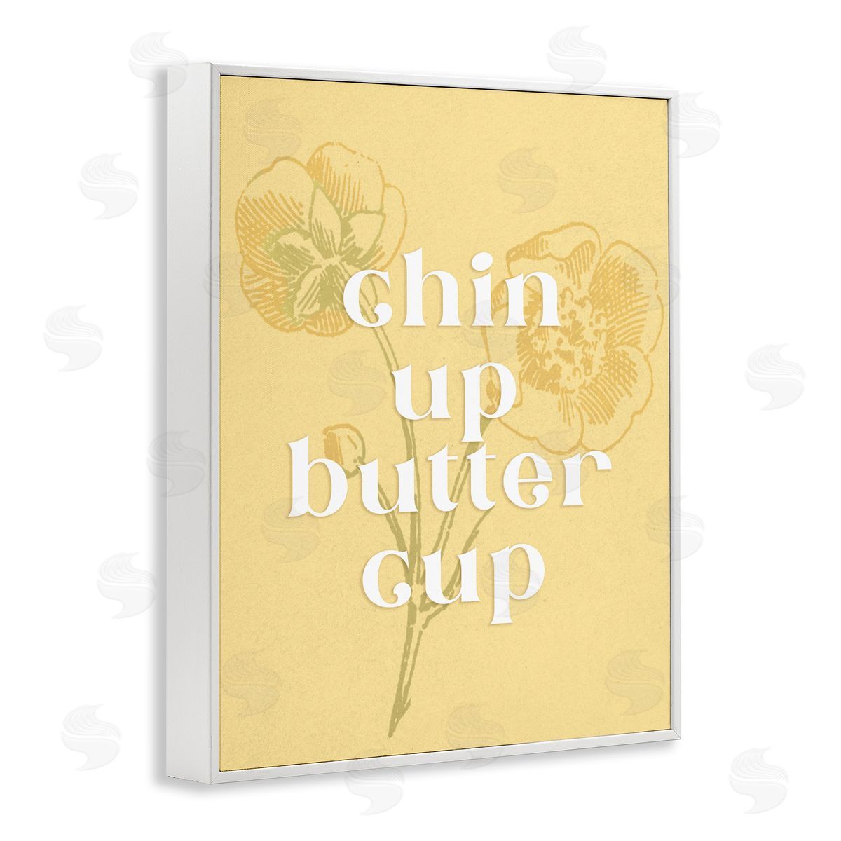 Ziwei Li Floral Chin Up Phrase White Framed Giclee Wall Art Print