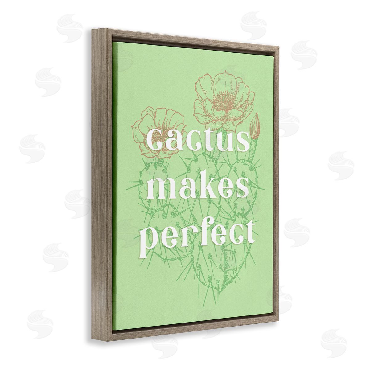 Ziwei Li Cactus Makes Perfect Brown Floating Frame Canvas Wall Art Print