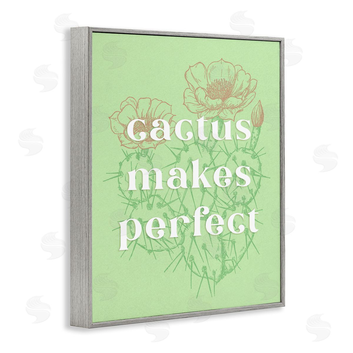 Ziwei Li Cactus Makes Perfect Gray Framed Giclee Wall Art Print