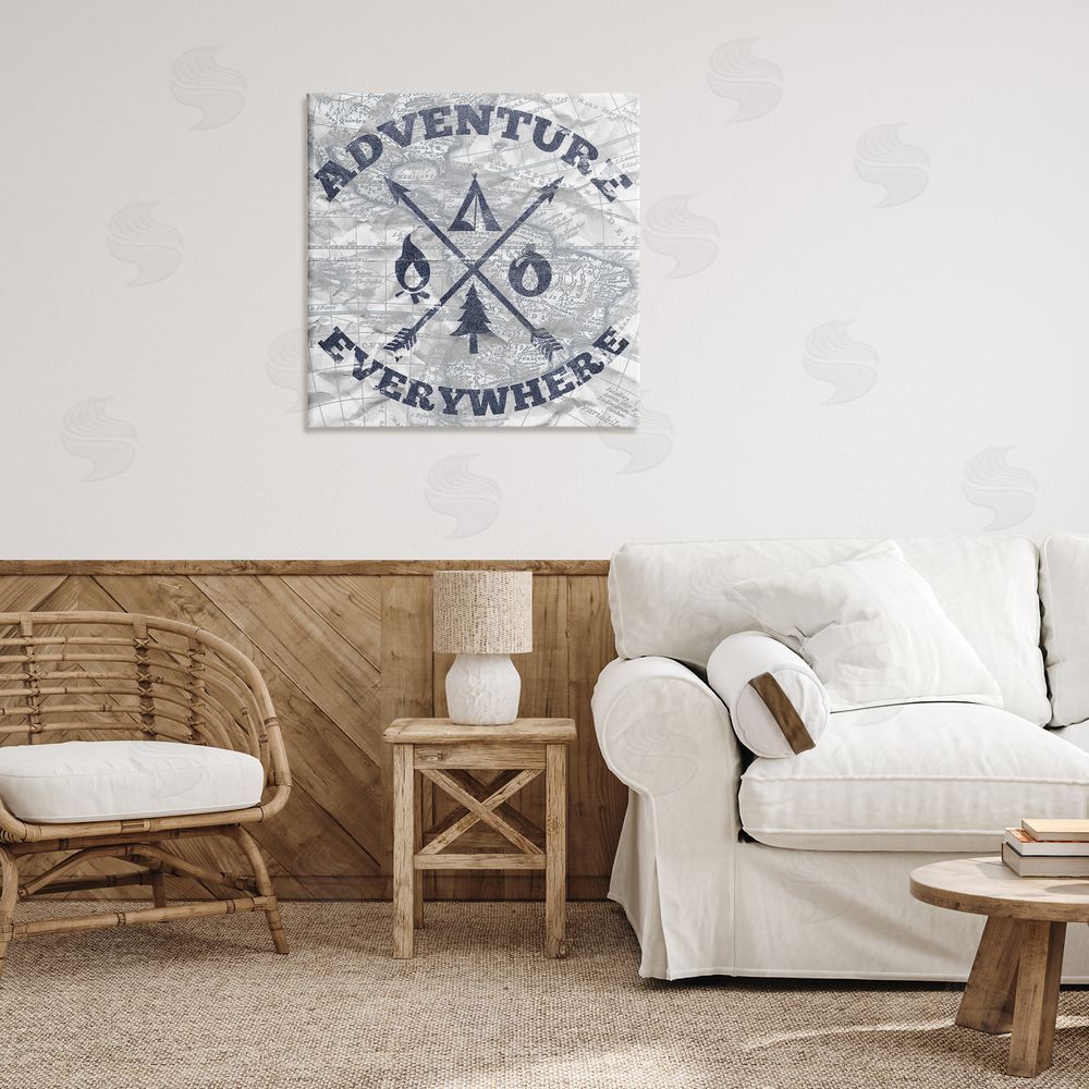 Elizabeth Medley Adventure Everywhere Phrase Canvas Wall Art Print in Room