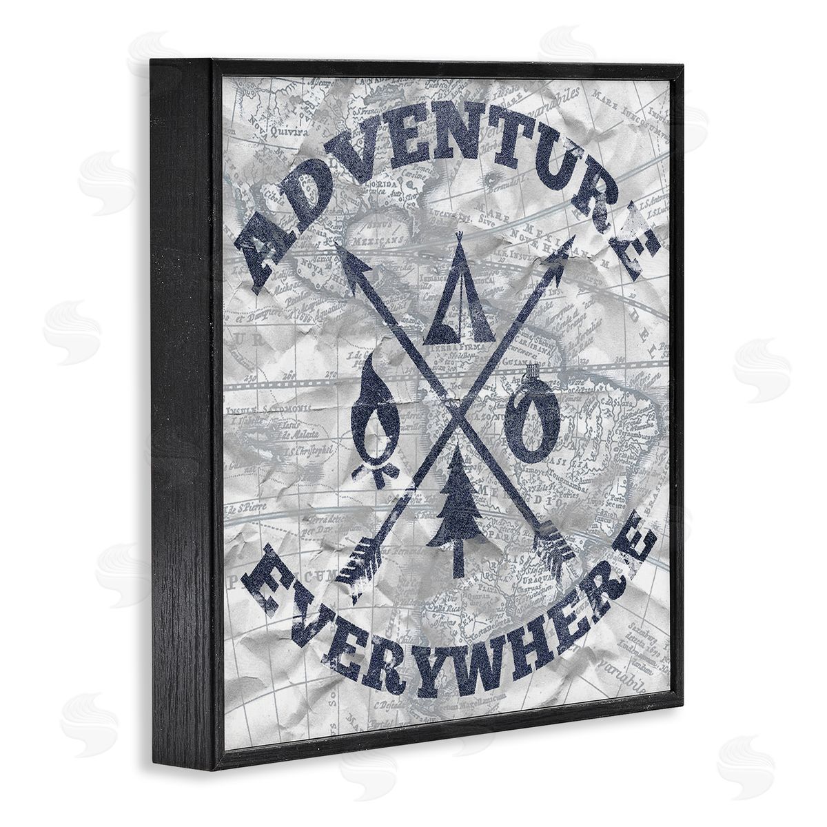 Elizabeth Medley Adventure Everywhere Phrase Black Framed Giclee Wall Art Print