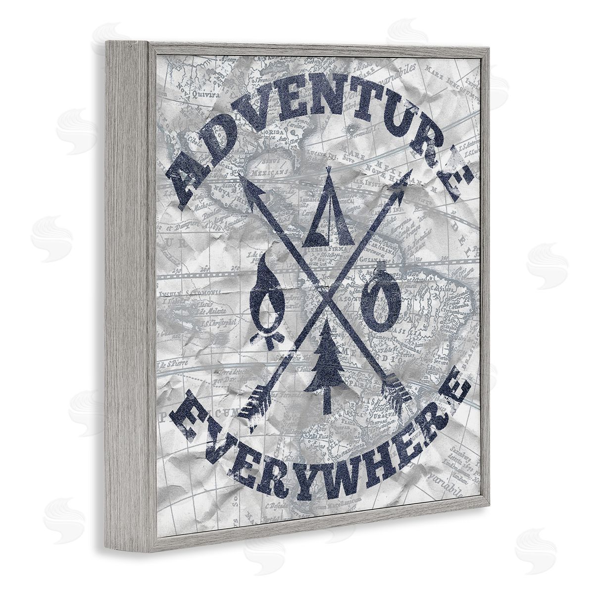 Elizabeth Medley Adventure Everywhere Phrase Gray Framed Giclee Wall Art Print