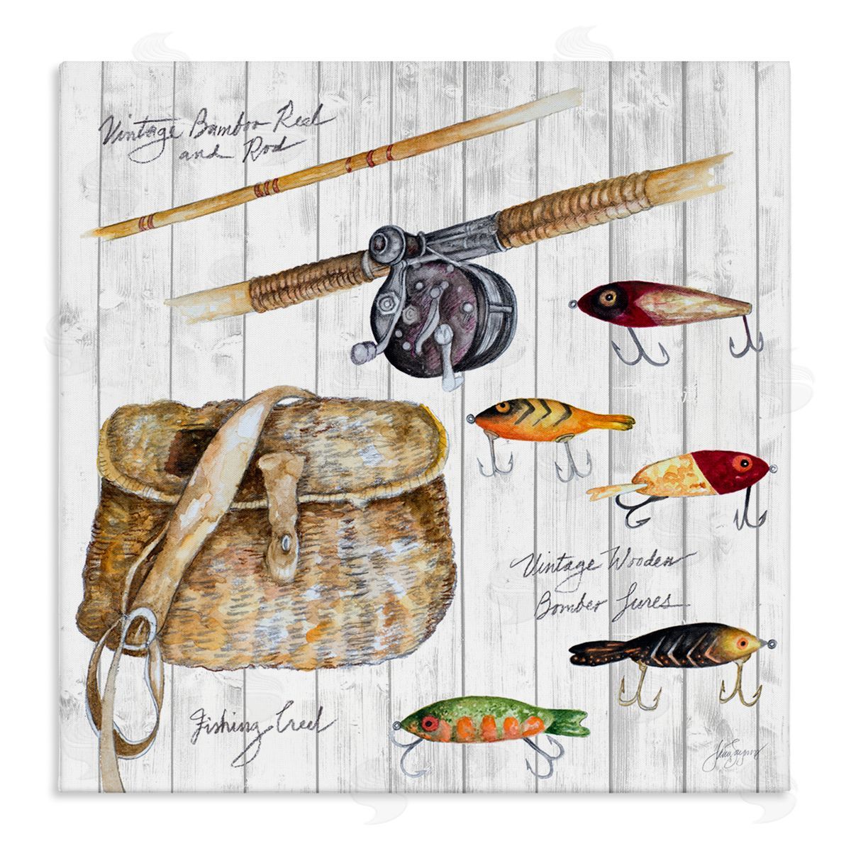 Janice Gaynor Fishing Tackle Box Canvas Wall Art Print
