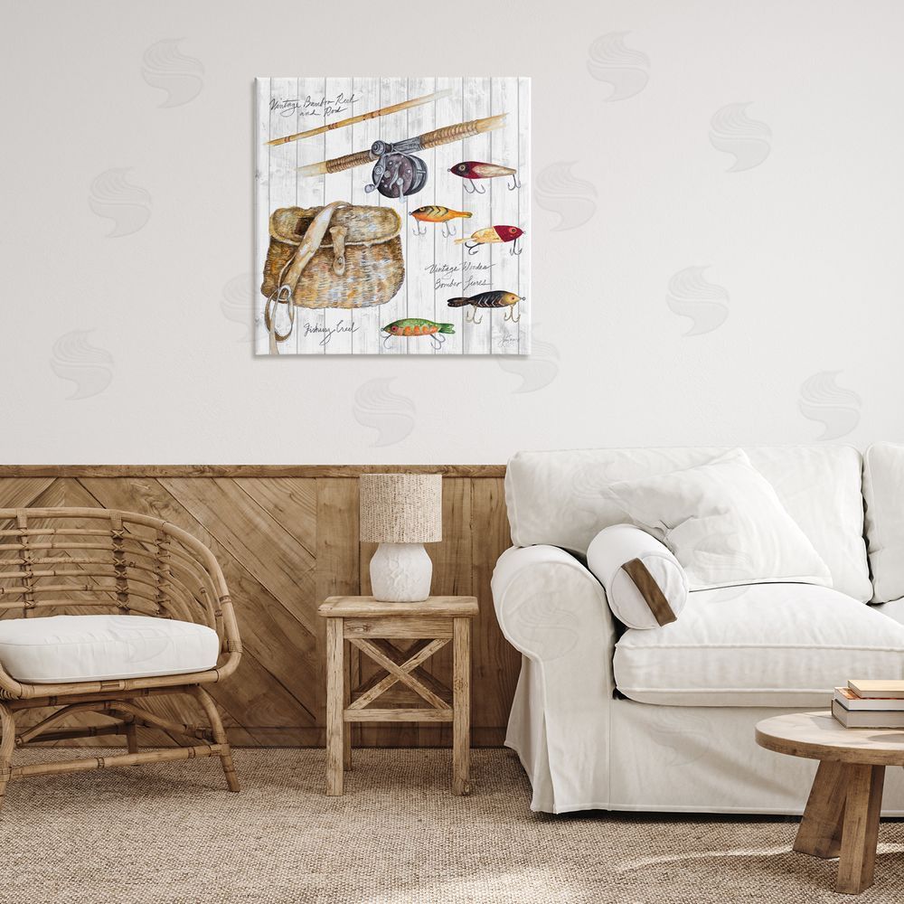 Janice Gaynor Fishing Tackle Box Canvas Wall Art Print in Room