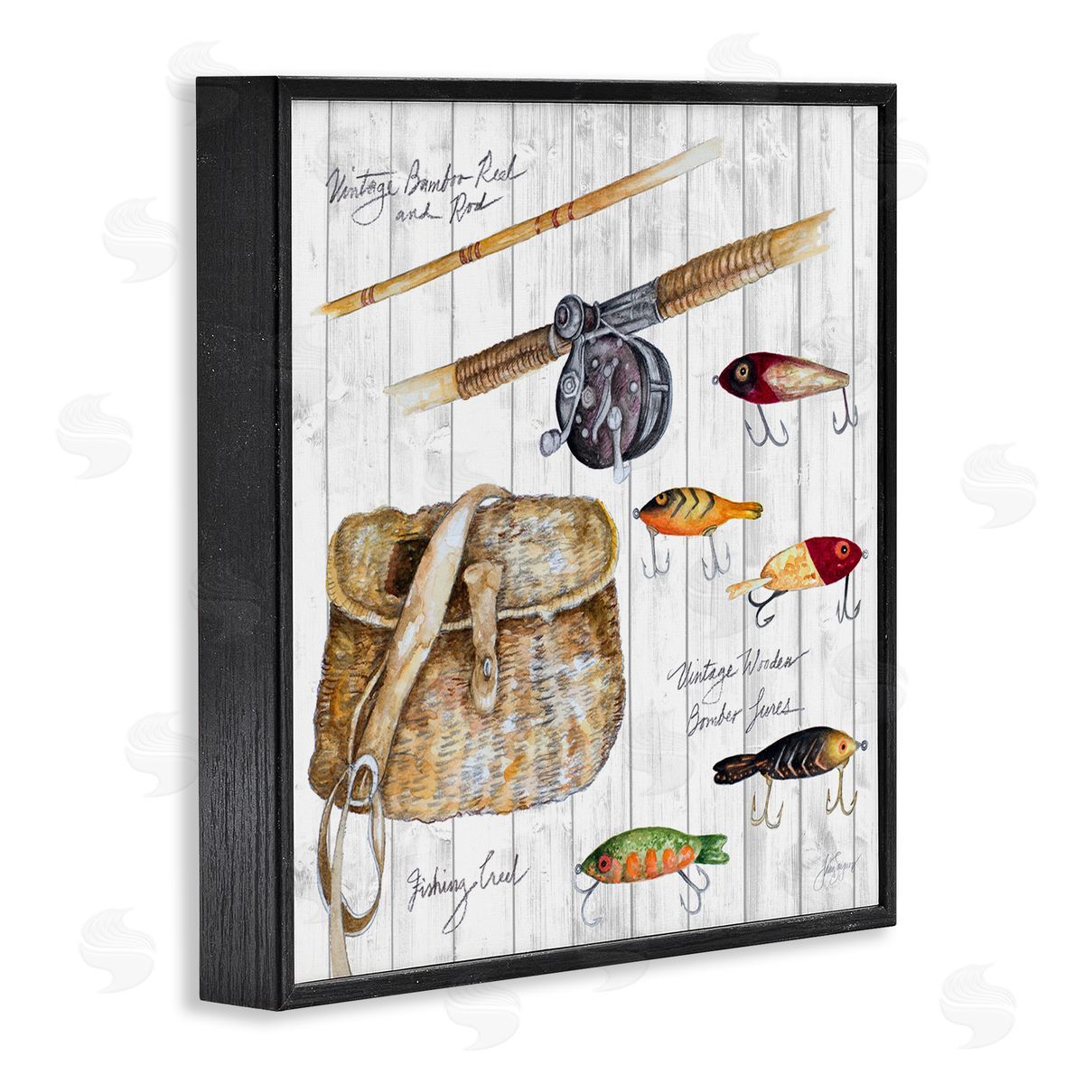 Janice Gaynor Fishing Tackle Box Black Framed Giclee Wall Art Print