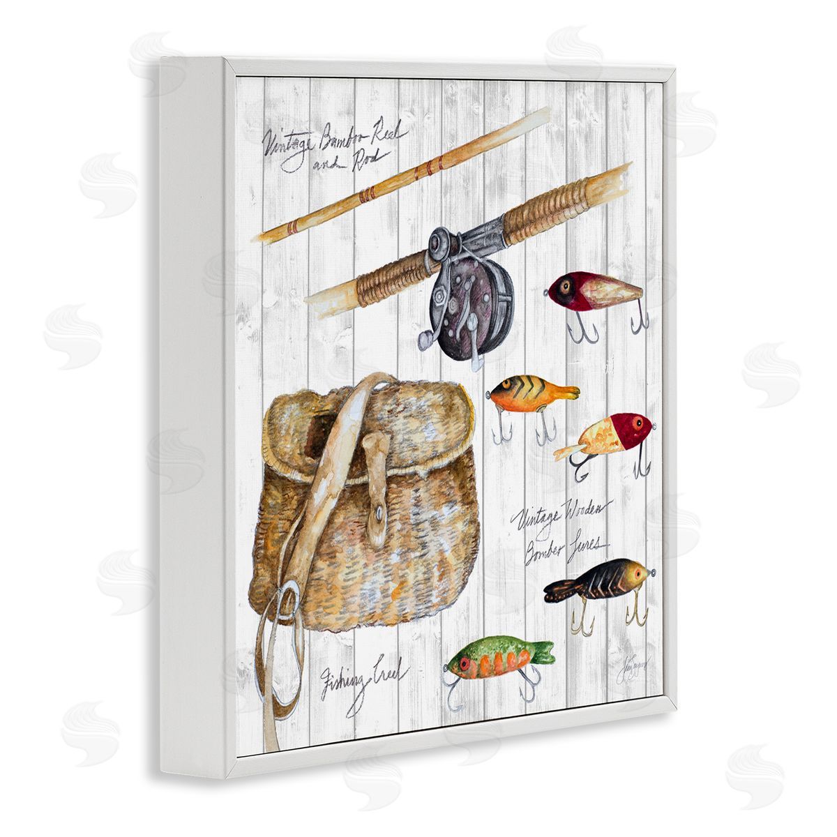 Janice Gaynor Fishing Tackle Box White Framed Giclee Wall Art Print