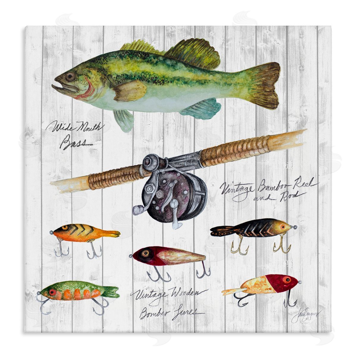 Janice Gaynor Fishing Lure Diagram Canvas Wall Art Print