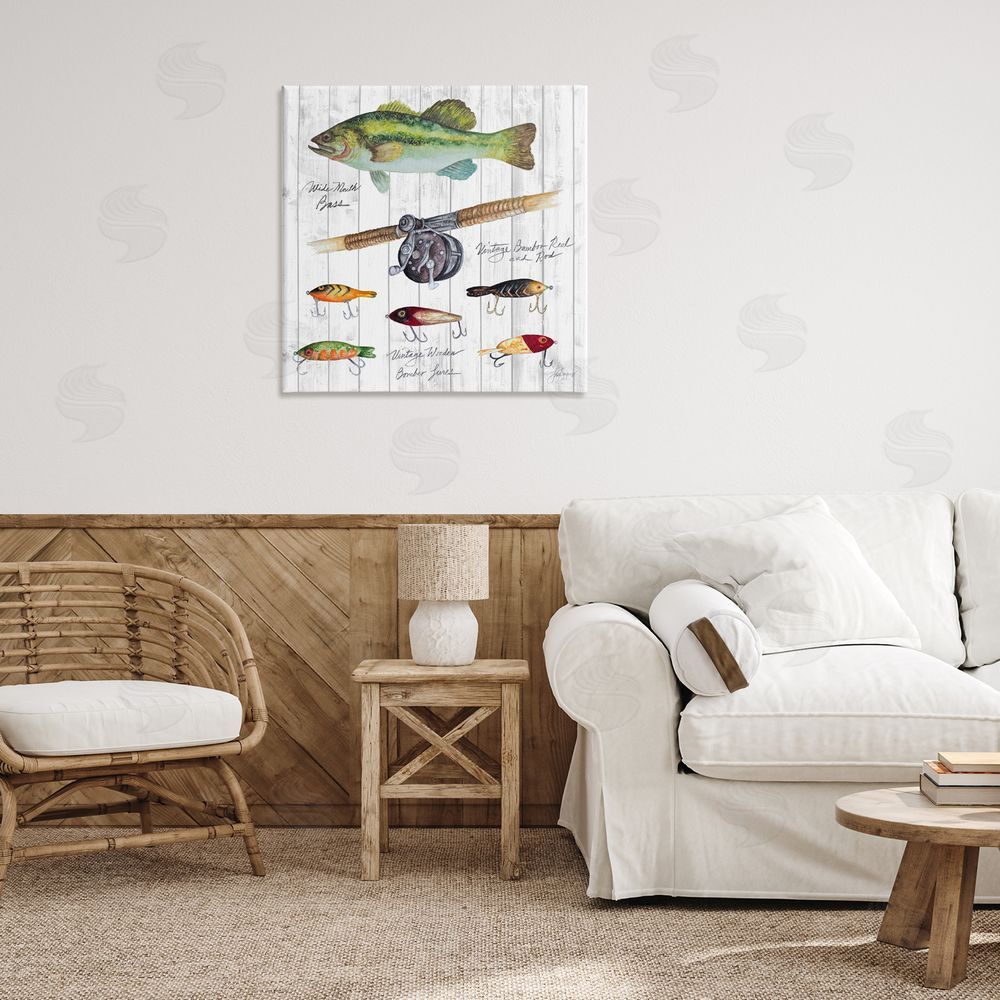 Janice Gaynor Fishing Lure Diagram Canvas Wall Art Print in Room