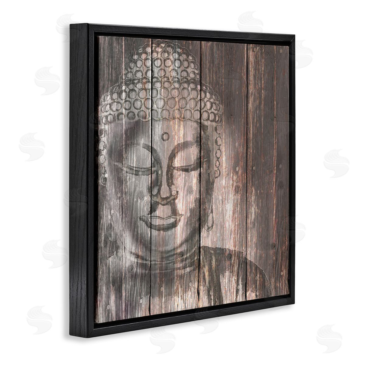 Conrad Knutsen Rustic Buddha Face Black Floating Frame Canvas Wall Art Print