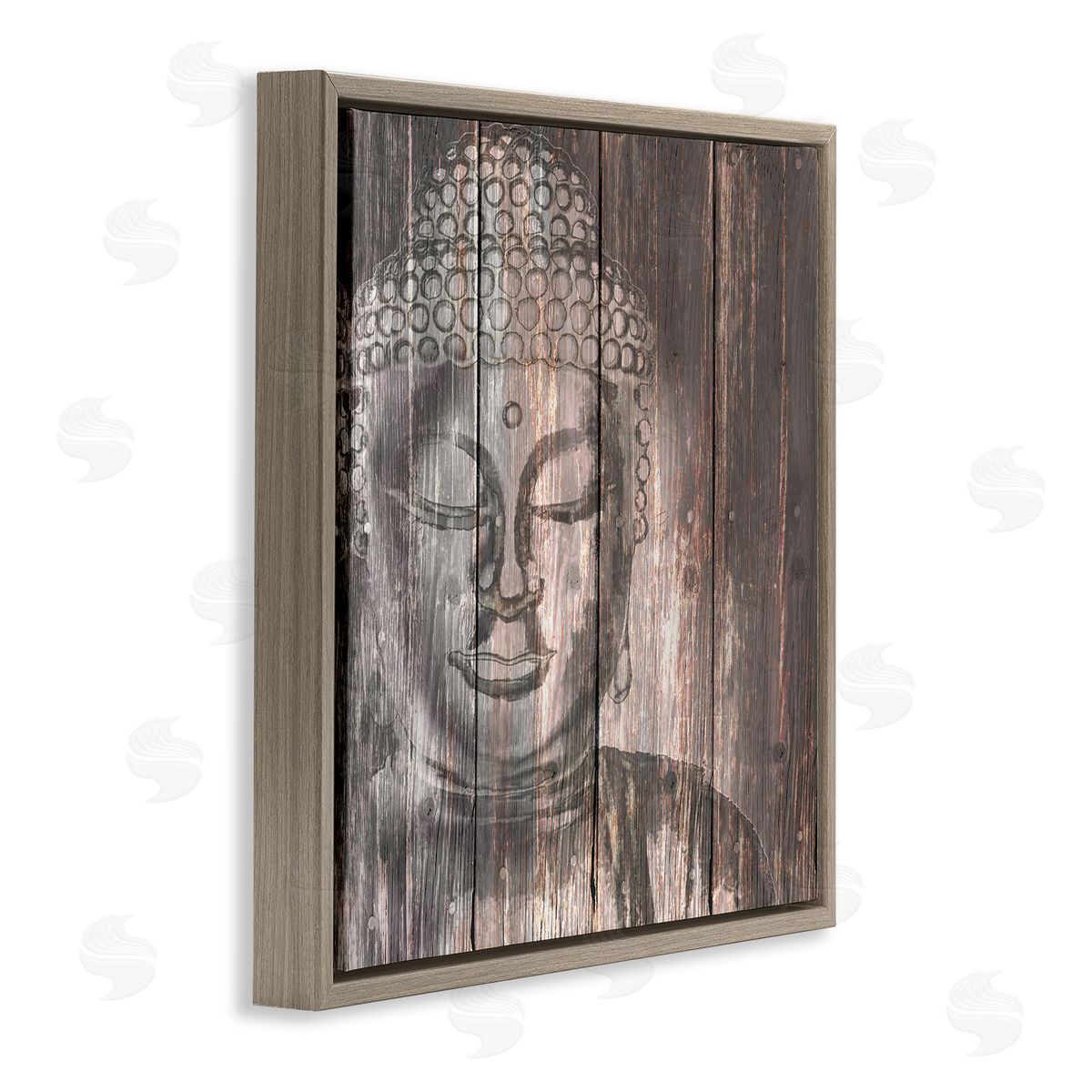 Conrad Knutsen Rustic Buddha Face Brown Floating Frame Canvas Wall Art Print