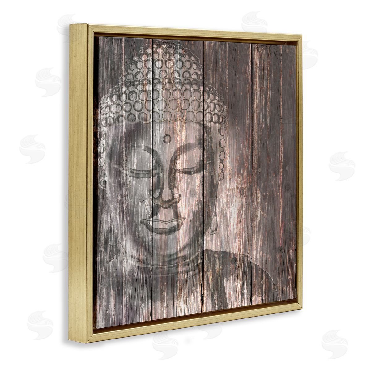Conrad Knutsen Rustic Buddha Face Gold Floating Frame Canvas Wall Art Print