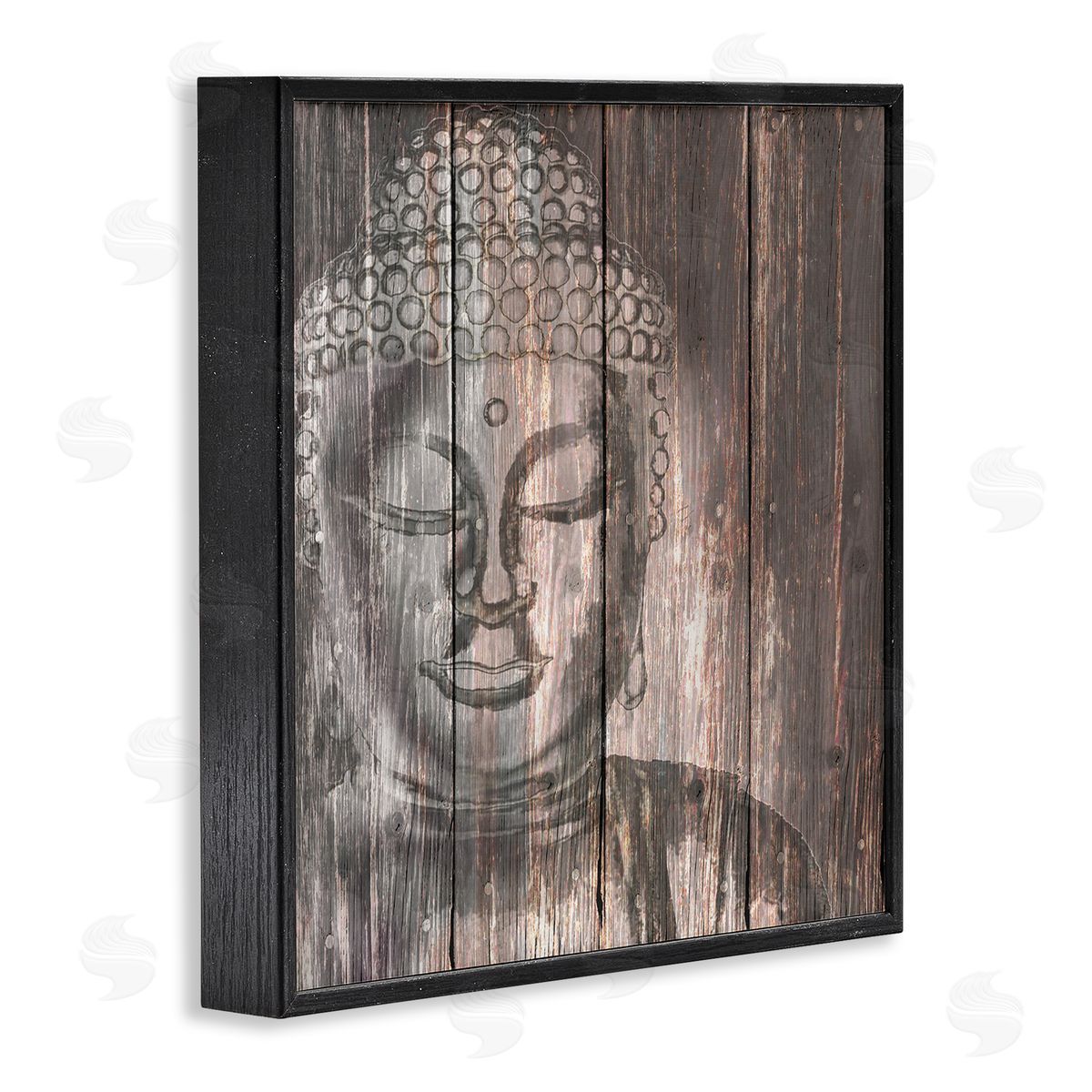 Conrad Knutsen Rustic Buddha Face Black Framed Giclee Wall Art Print