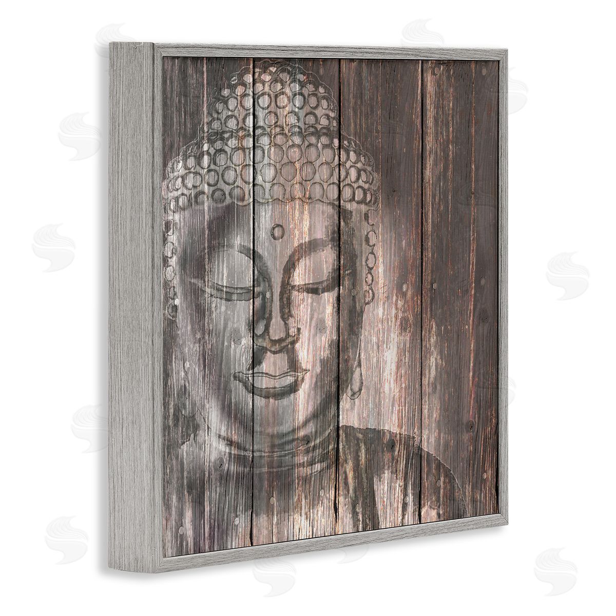 Conrad Knutsen Rustic Buddha Face Gray Framed Giclee Wall Art Print