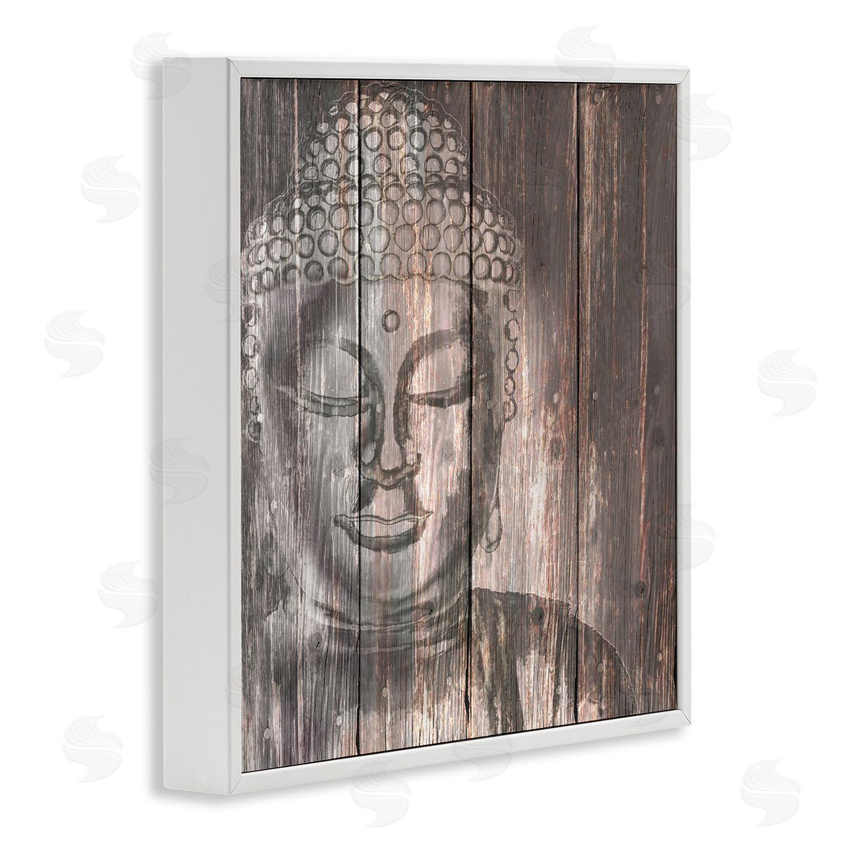 Conrad Knutsen Rustic Buddha Face White Framed Giclee Wall Art Print
