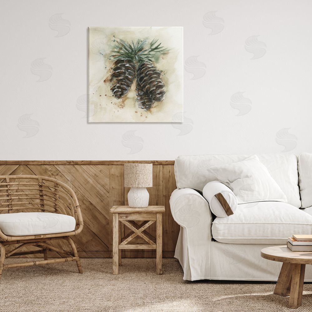 Ethan Harper Rustic Forest Pinecone Canvas Wall Art Print in Room