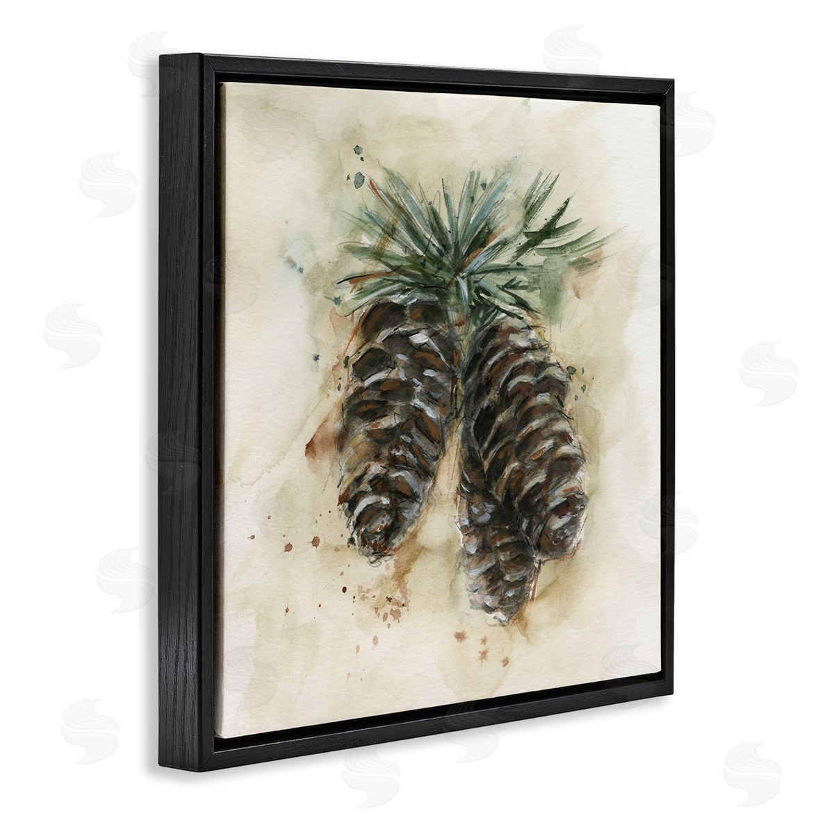 Ethan Harper Rustic Forest Pinecone Black Floating Frame Canvas Wall Art Print